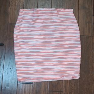 NWT Hot Gal Coral & White Textured Striped Pullon Pencil Skirt size 3X